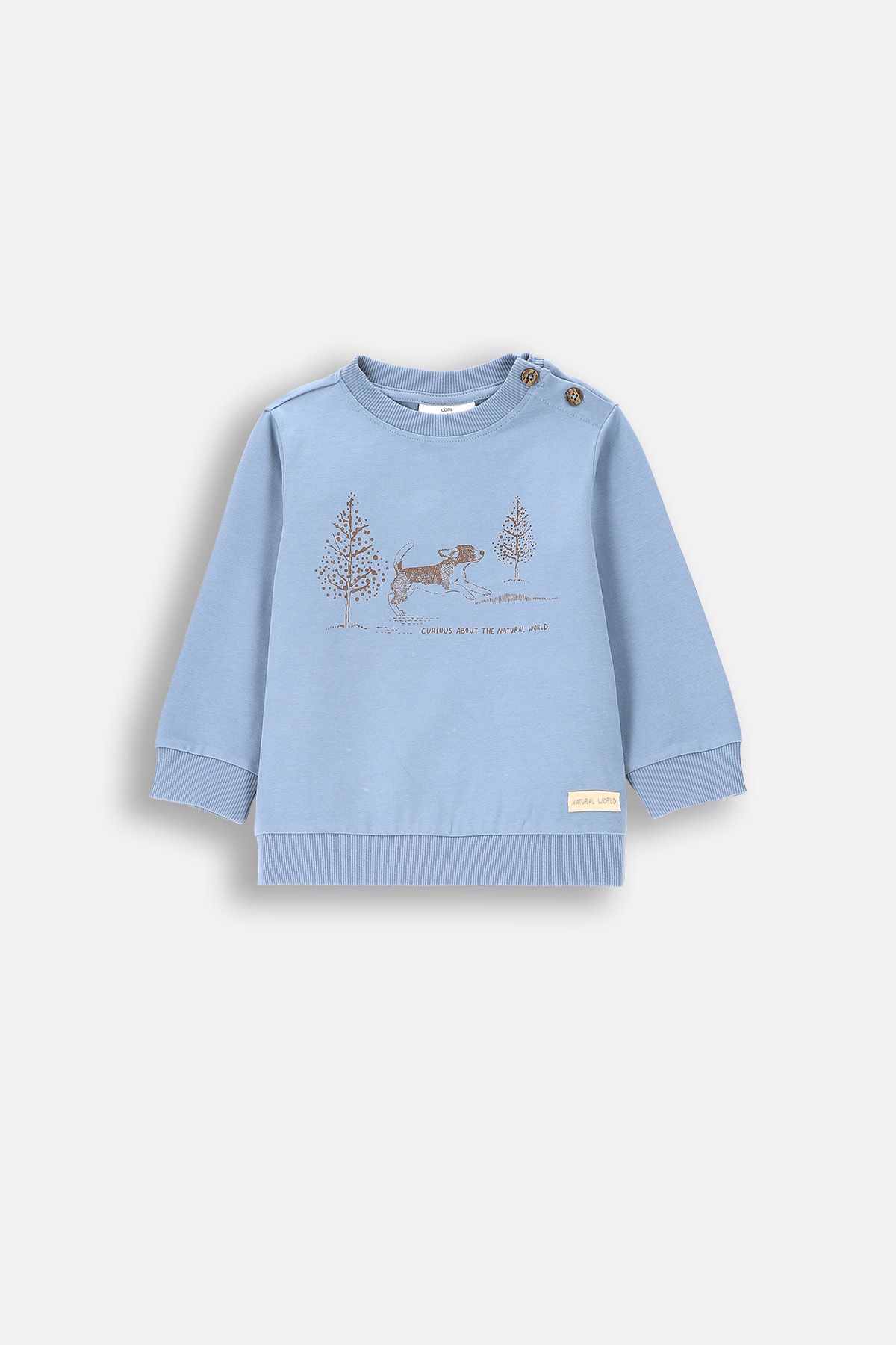 T-shirt z długim rękawem kobaltowy z nadrukiem piesków