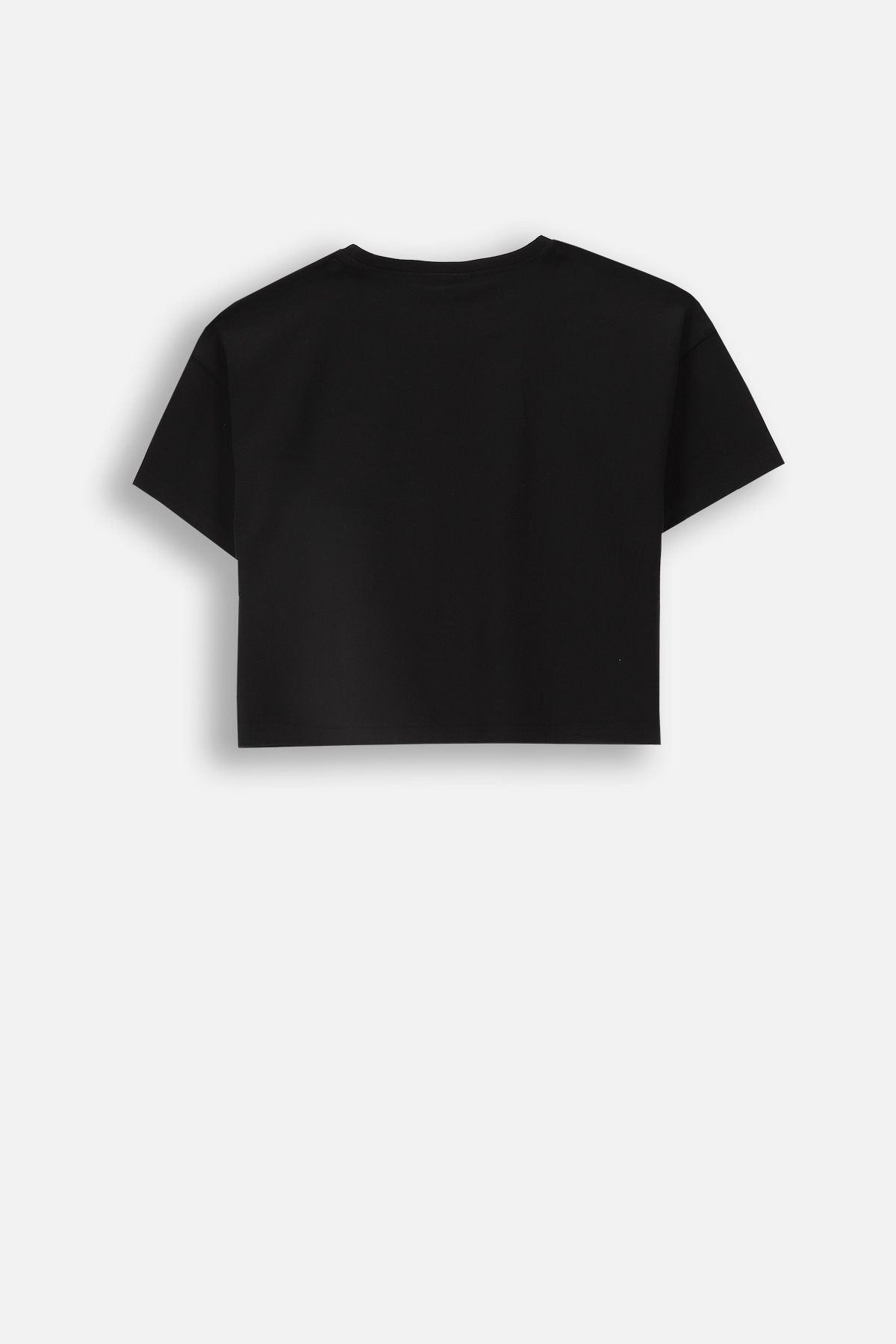 T-shirt z krótkim rękawem czarny z nadrukiem i opuszczonym