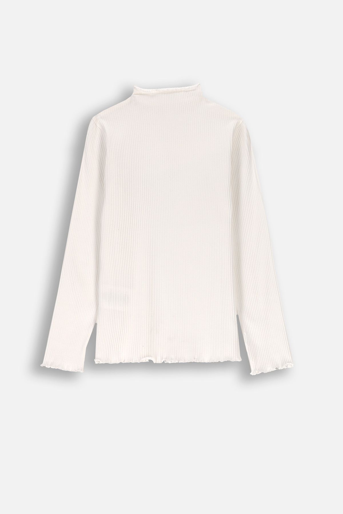 T-shirt prążkowany z długim rękawem ecru - Coccodrillo