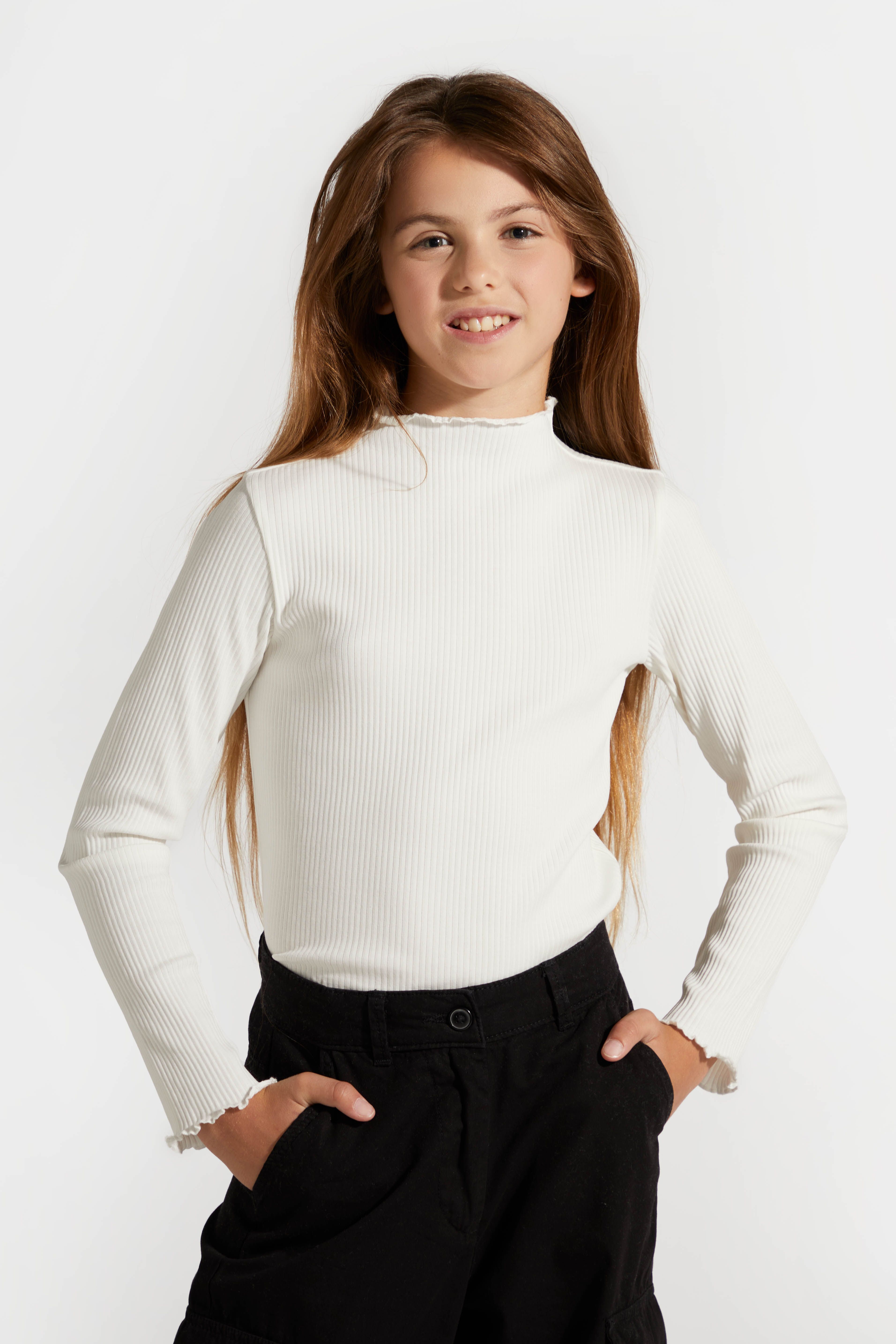 トップス BACK CHANNEL PRILLMAL LONG SLEEVE TEE T-shirt prążkowany z długim rękawem ecru - Coccodrillo