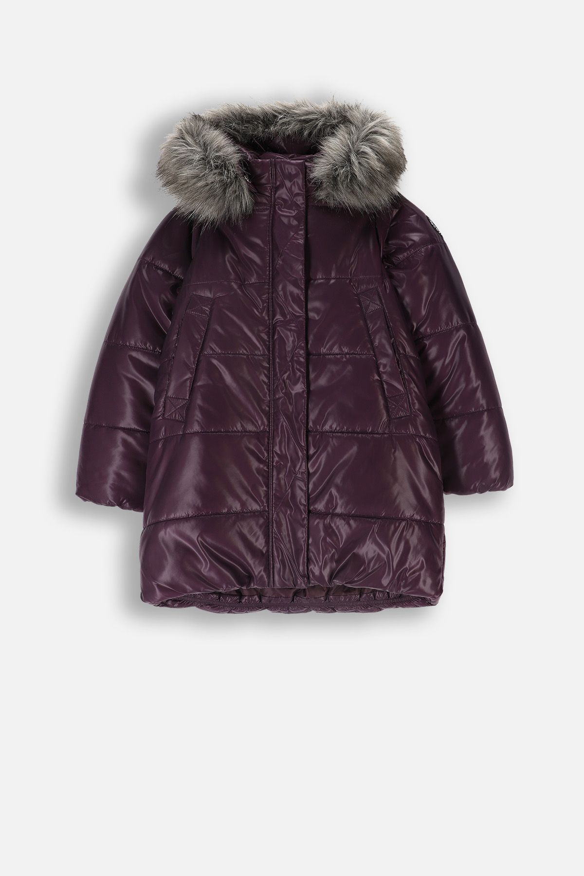 2co161001★10/5以降着 Kurtka zimowa fioletowa z kapturem i kieszeniami - Coccodrillo