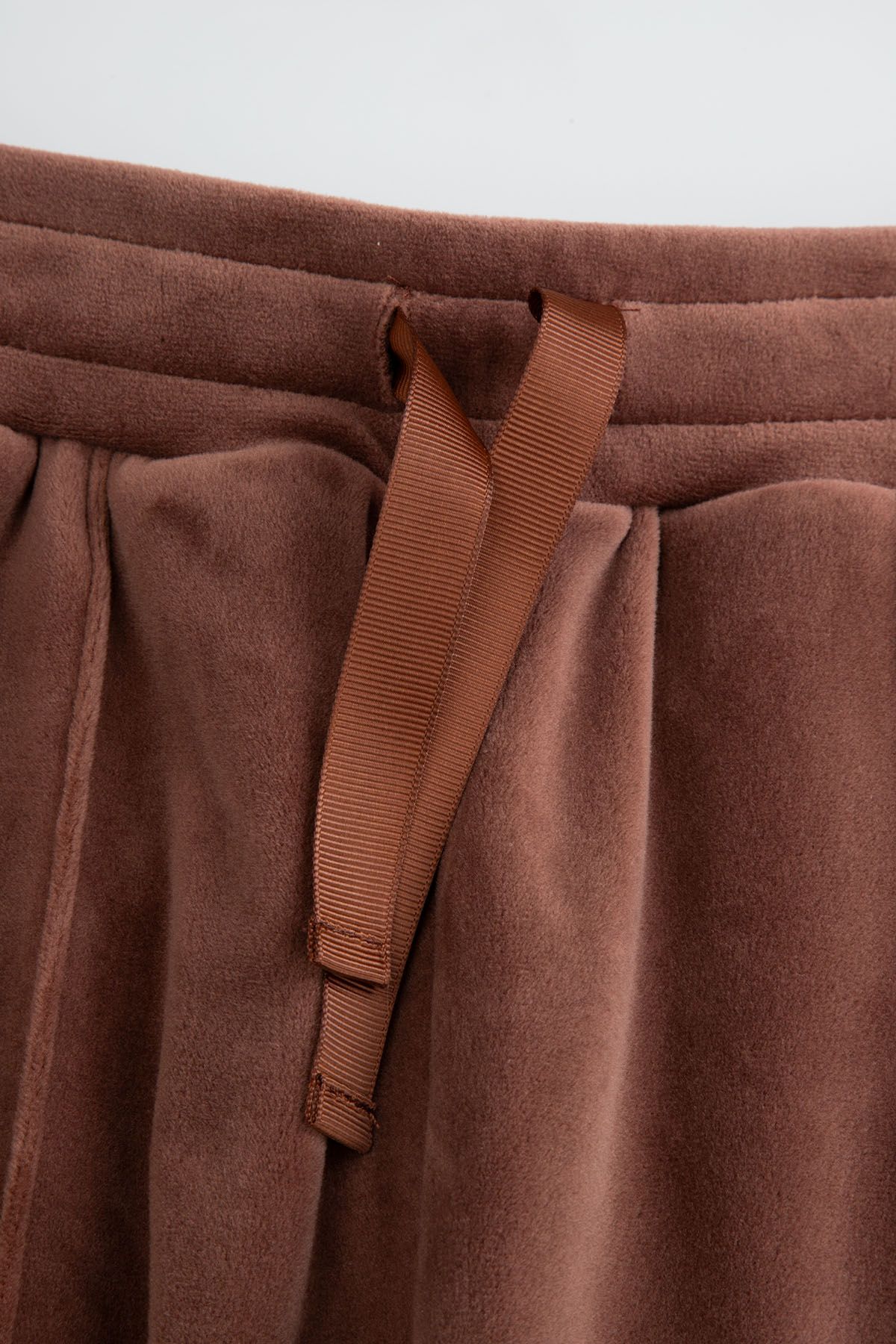 Velour sweatpants brown pants with flared legs and a tie waist