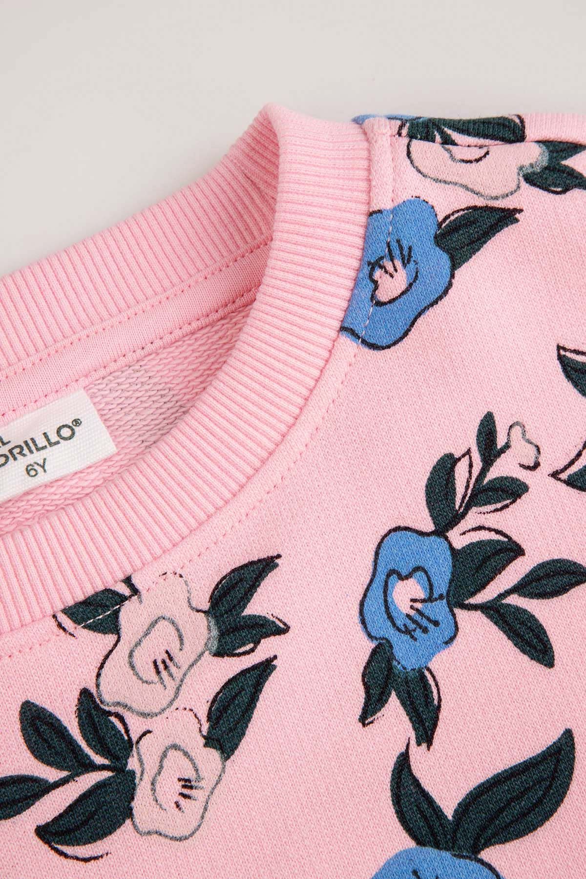 Dreamer∬GALLERY Bluza dresowa nierozpinana różowa z kwiatowym nadrukiem