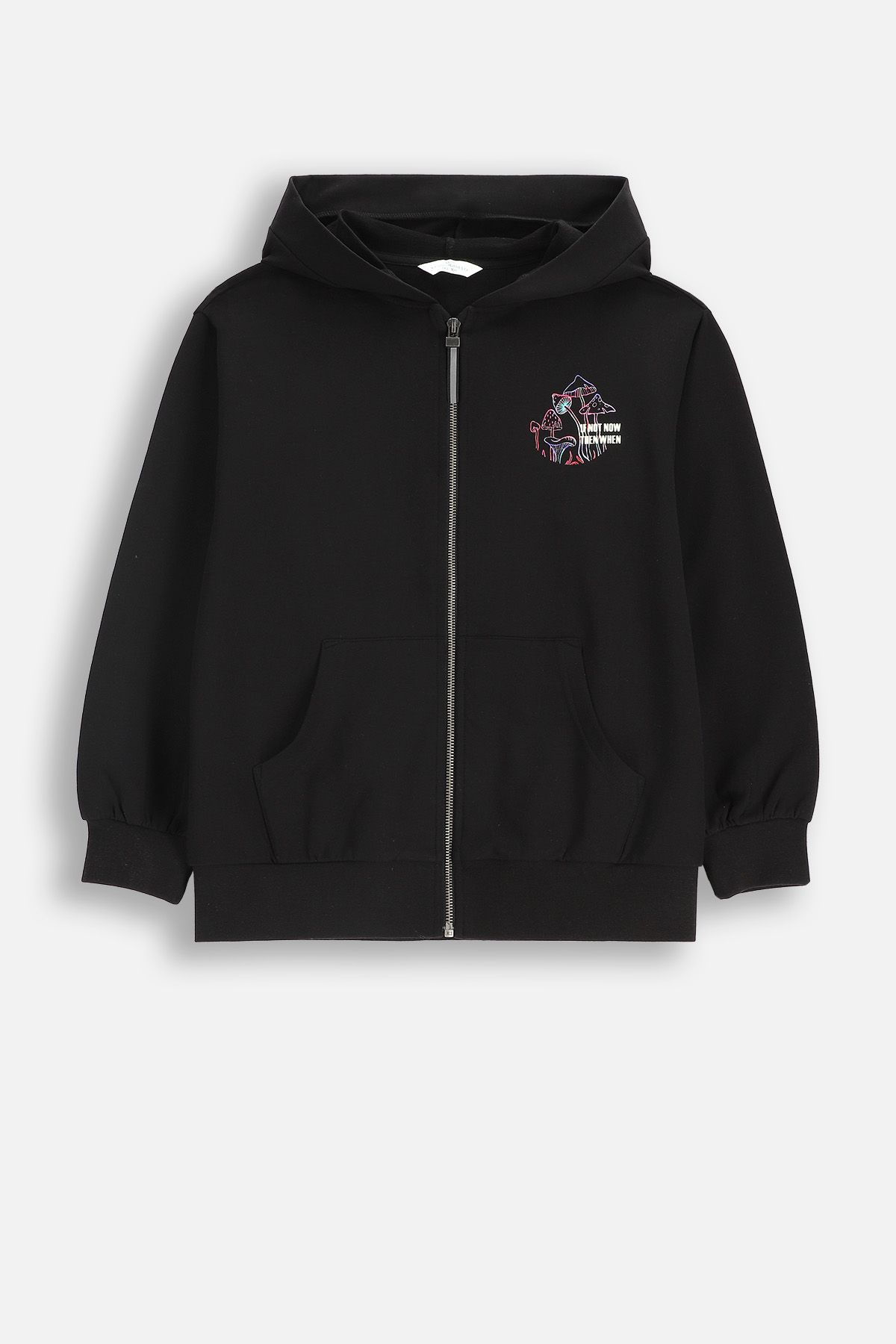 Kapuzenpullover Zip Hoodie Mit Backprint Zip-up Hoodie Black