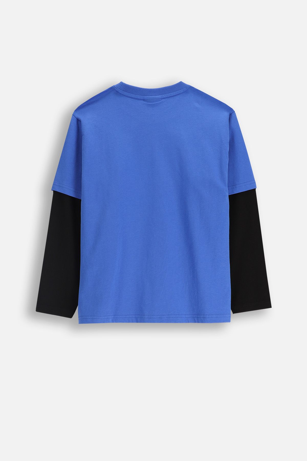 Koszulka z długim rękawem kobaltowa bawełniana z dwuwarstwowym