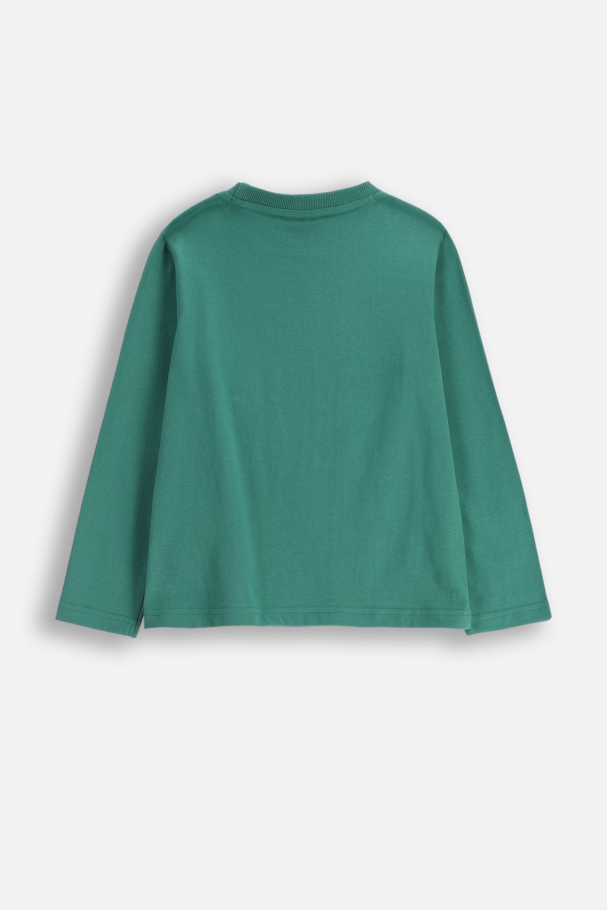 Bawełniana koszulka z długim rękawem zielona z aplikacją pop