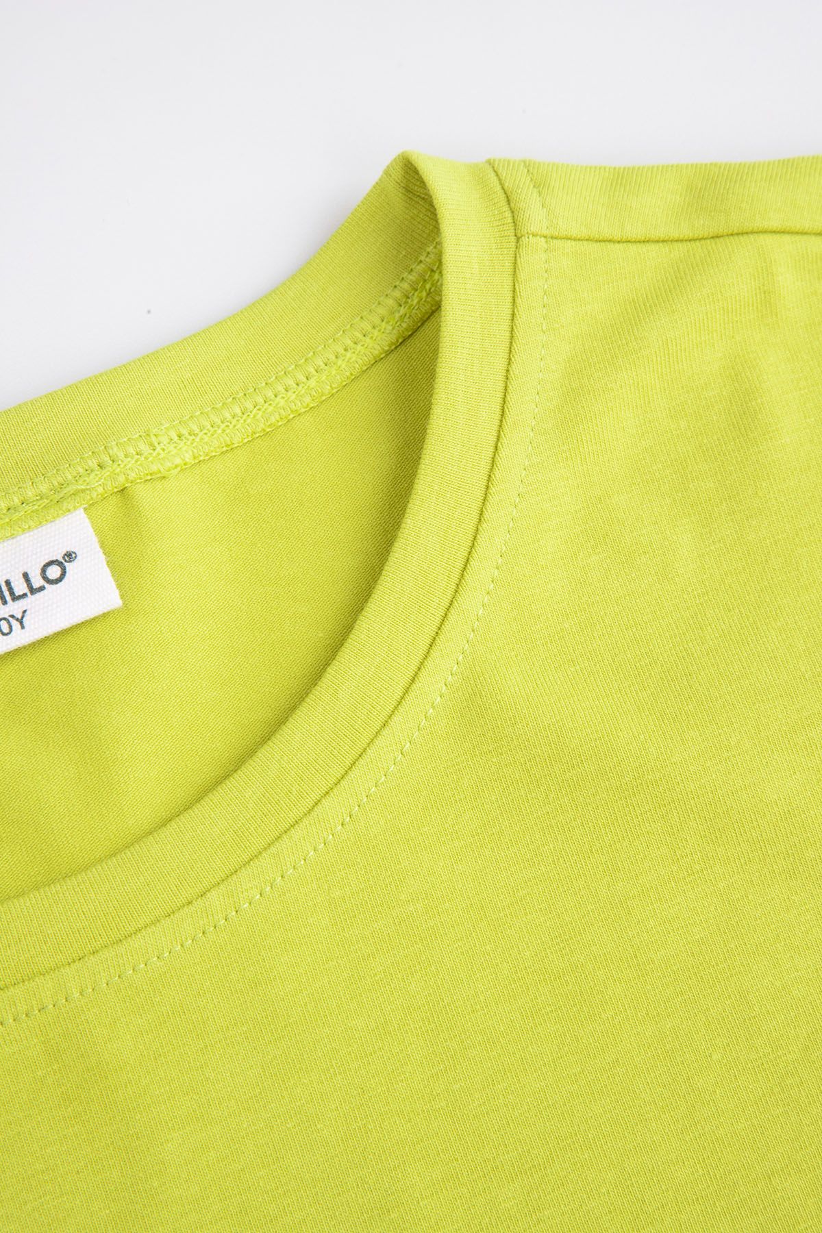T-shirt z krótkim rękawem limonkowy z kieszenią z falbanką
