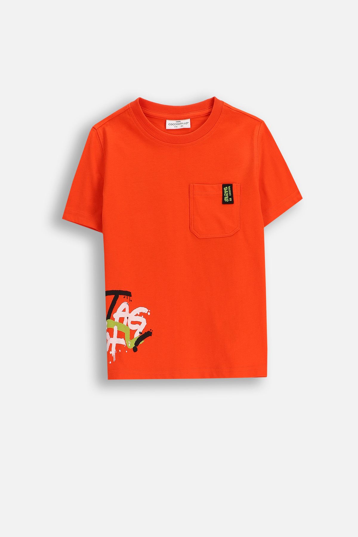 Bawełniany T-shirt z krótkim rękawem czerwony z nadrukiem z