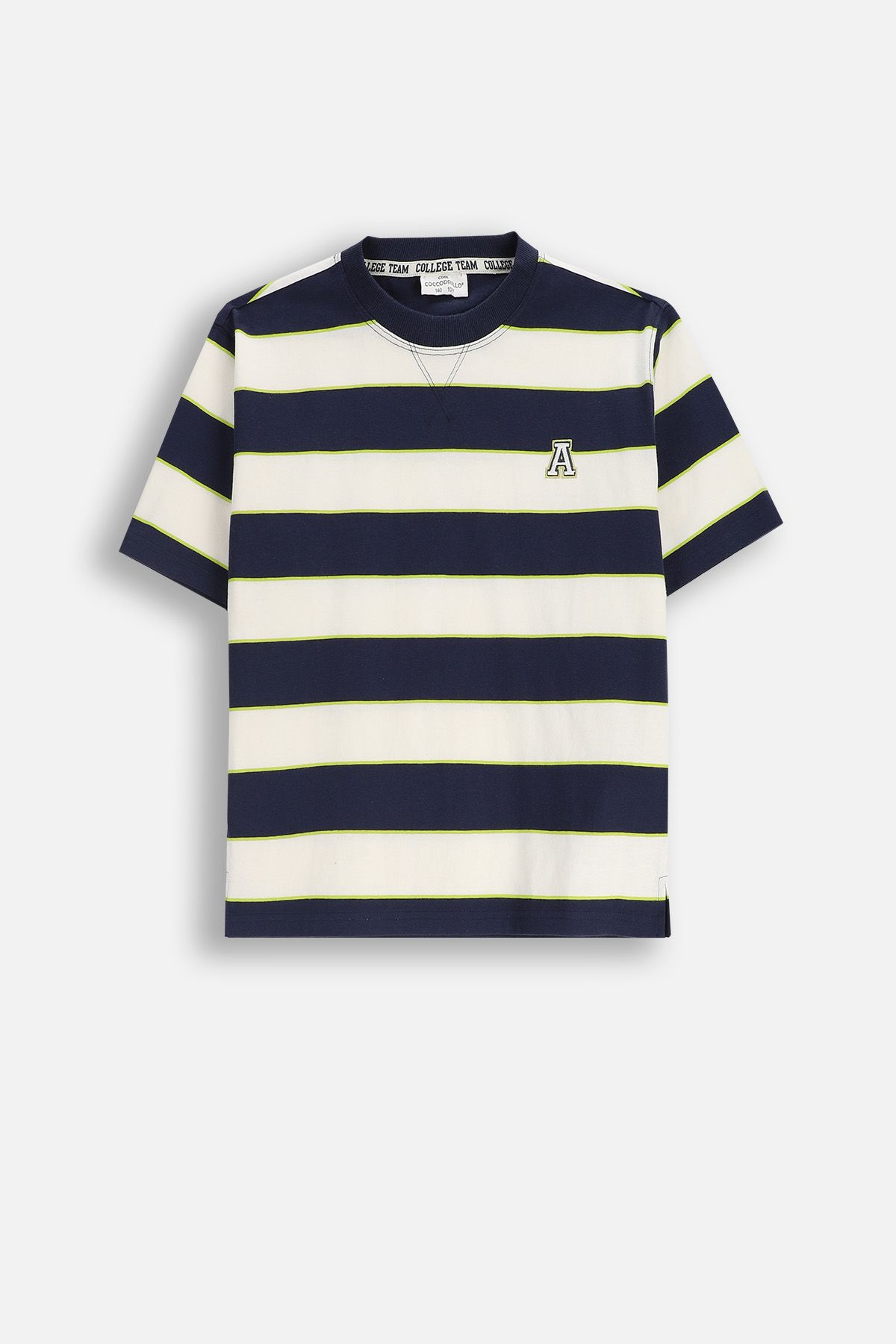 T-shirt bawełniany z krótkim rękawem wielokolorowy w paski