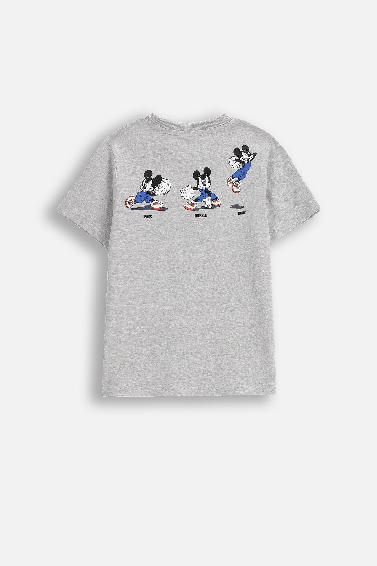 Tricou cu mânecă scurtă gri cu imprimeu pe față și pe spate