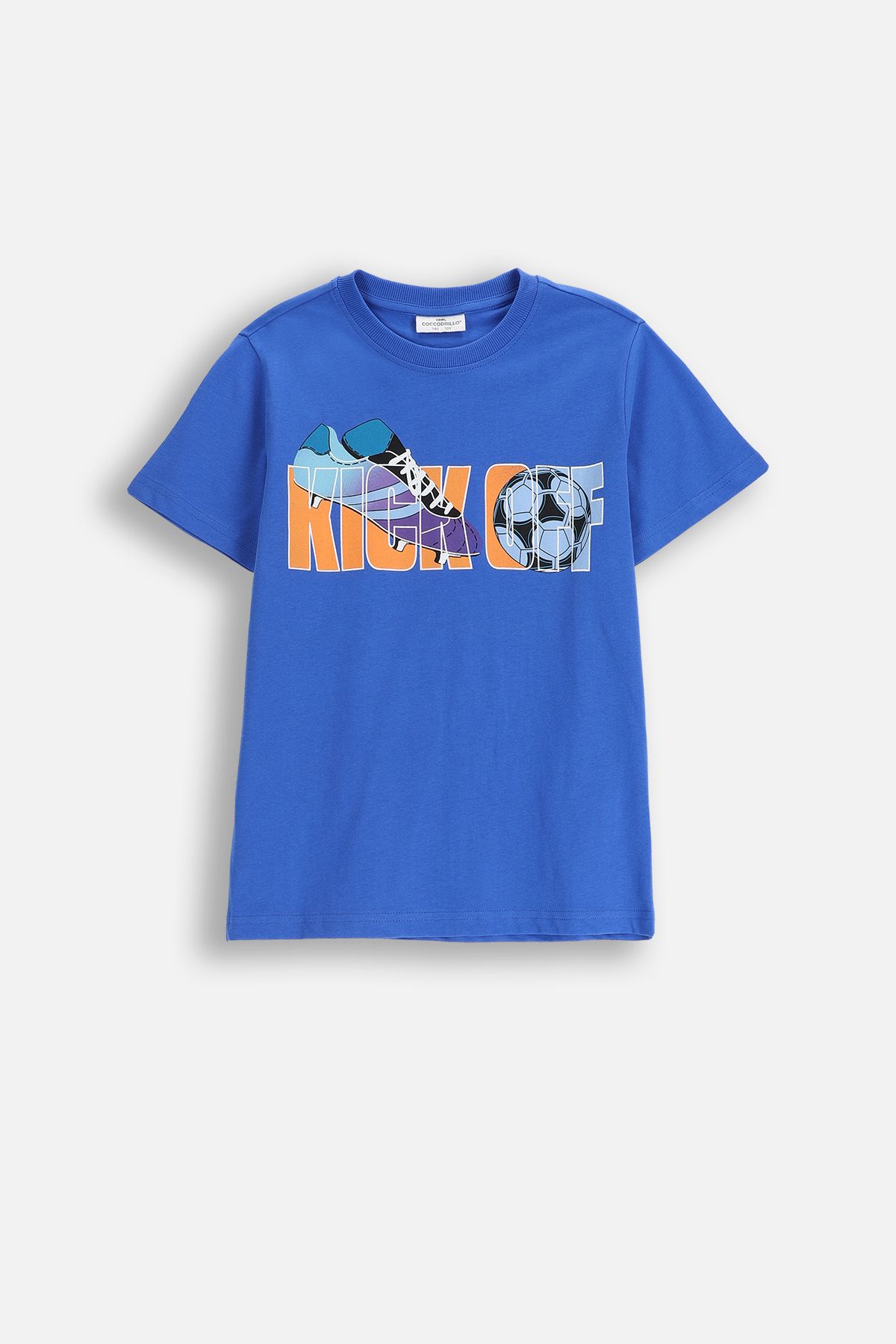 T-shirt z krótkim rękawem granatowy z piłkarskim nadrukiem