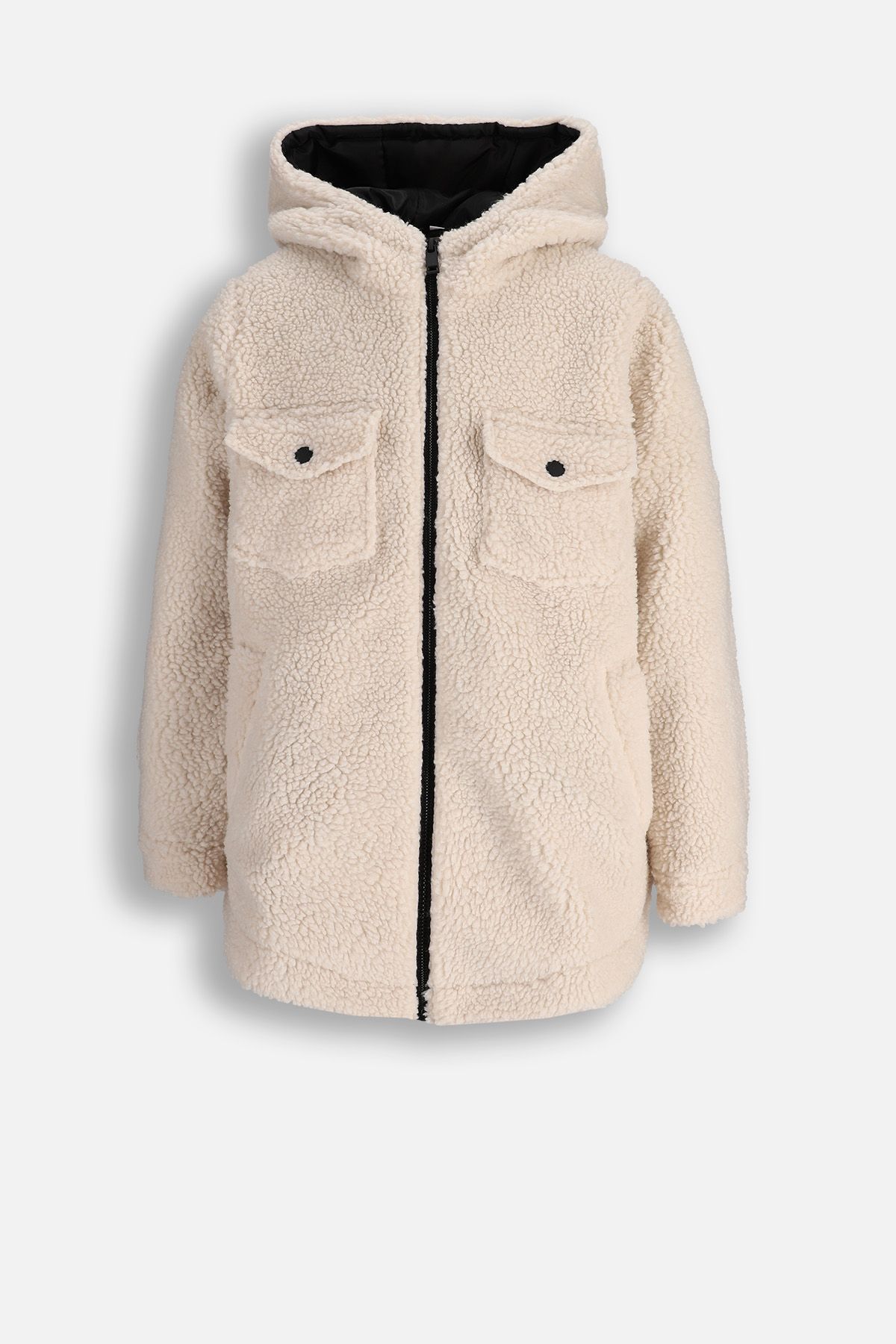 Futerko z kapturem ecru z kieszeniami - Coccodrillo