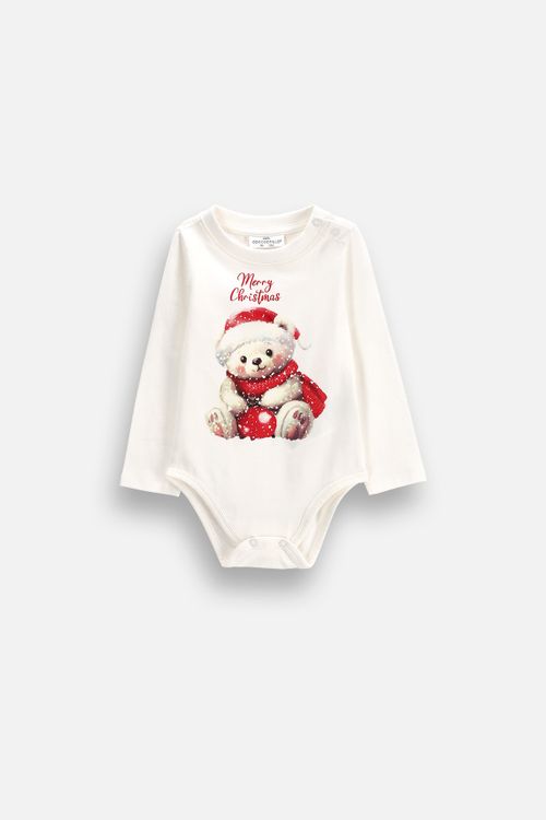 COCCODRILLO COCCODRILLO Body z długim rękawem MERRY XMAS rozmiar 86 kolor ecru dla Dziecka