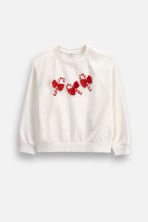 COCCODRILLO COCCODRILLO Bluza dresowa MERRY XMAS rozmiar 134 kolor ecru dla Dziewczynki