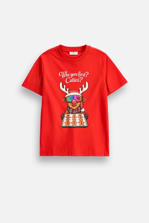 COCCODRILLO COCCODRILLO T-shirt z krótkim rękawem MERRY XMAS rozmiar 152 kolor czerwony dla Chłopca