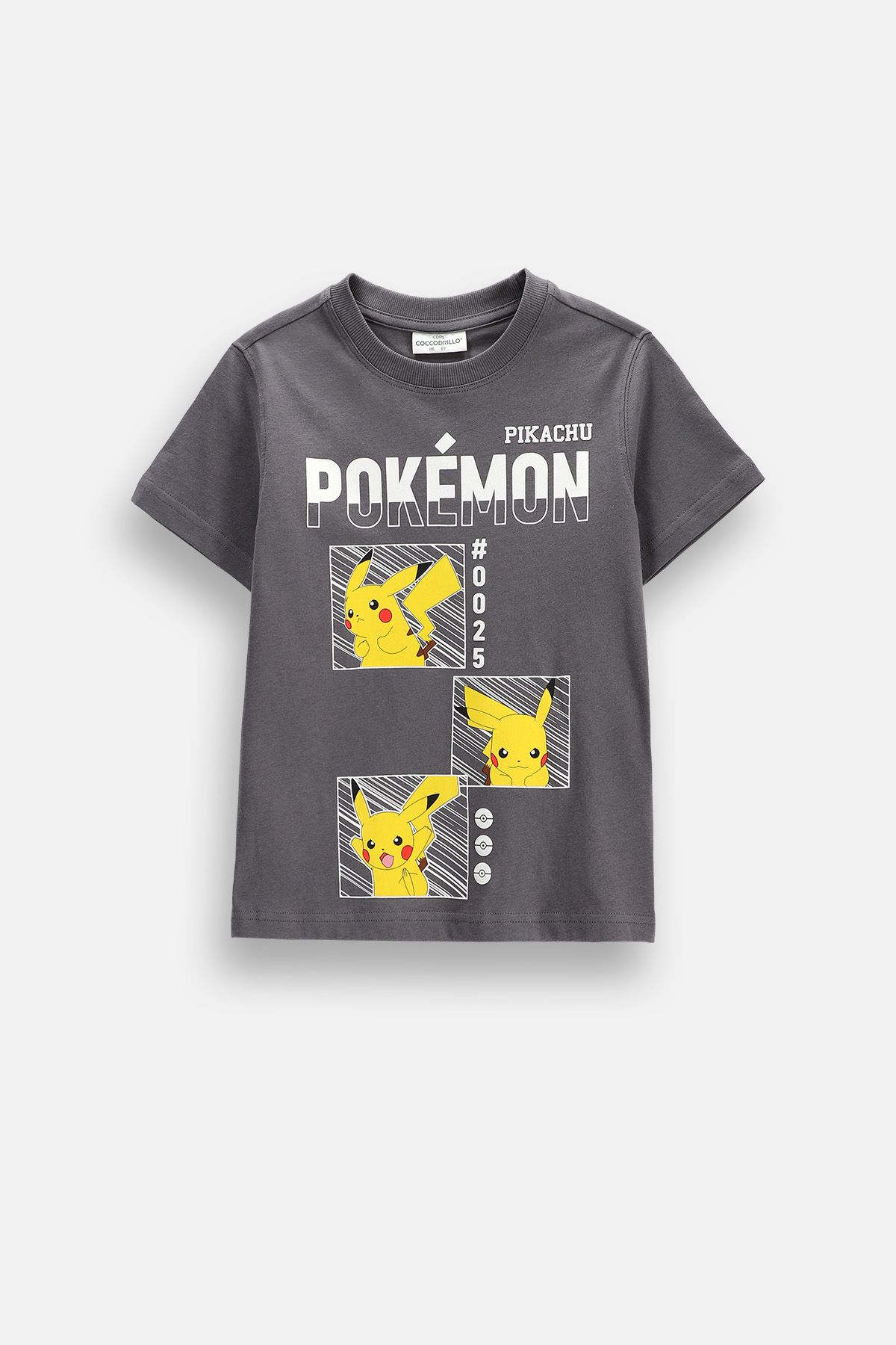 Bawełniana koszulka z krótkim rękawem grafitowa z nadrukiem Pikachu z ...