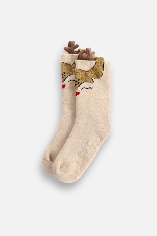 COCCODRILLO COCCODRILLO Skarpetki frotte MERRY XMAS rozmiar 33 / 36 kolor beżowy dla Dziewczynki