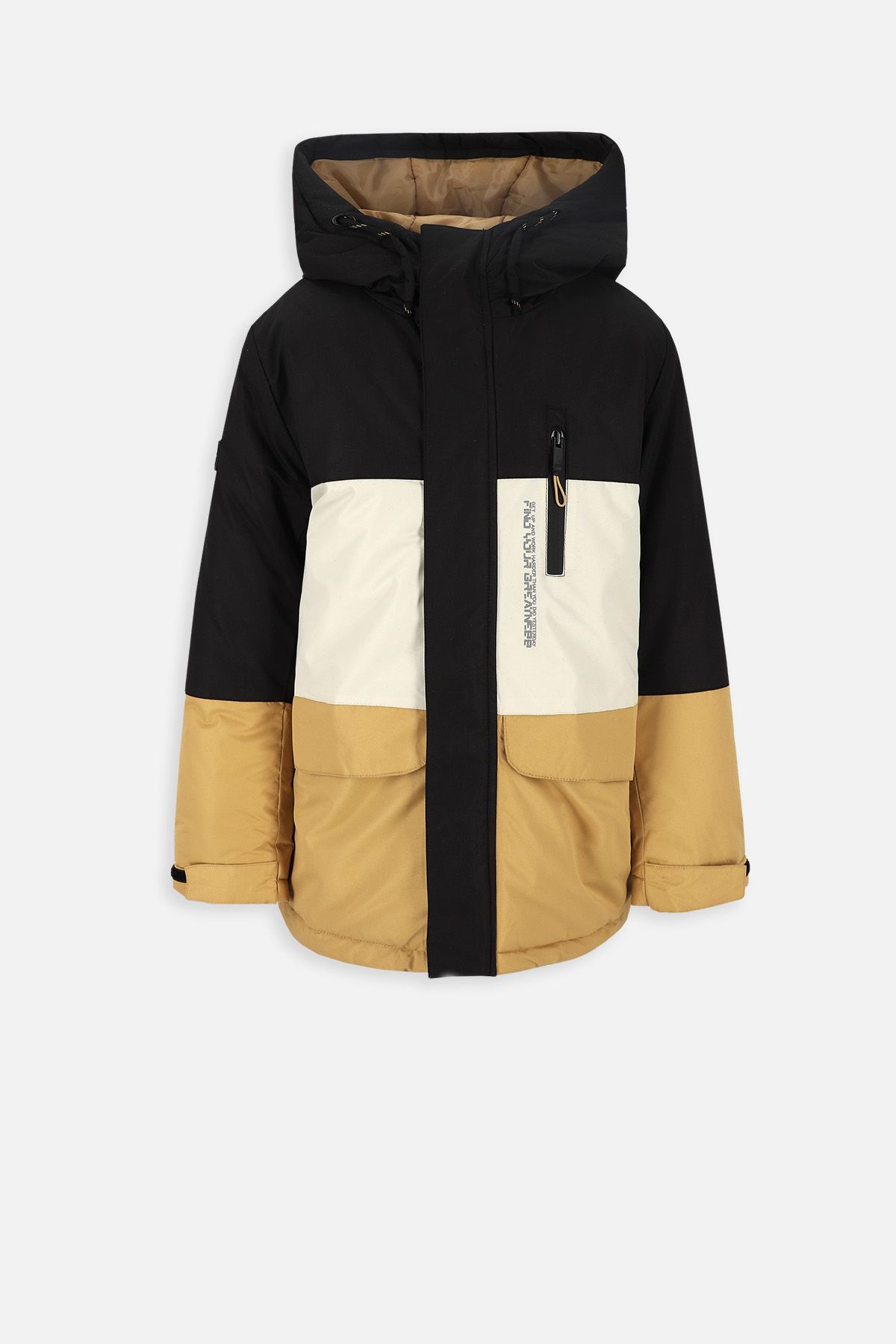 Kurtka zimowa chłopięca pikowana z polarową podszewką