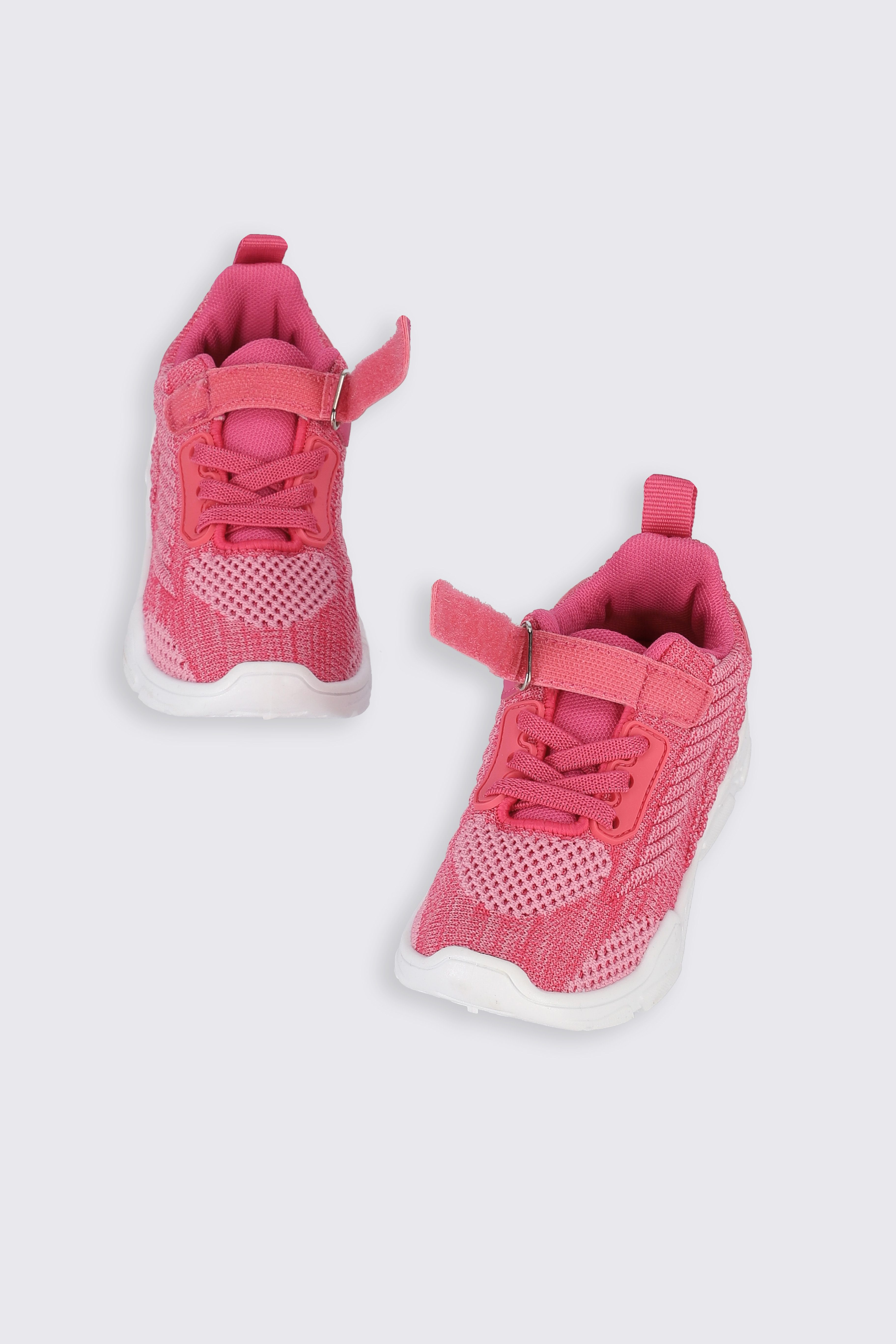 Sneakersy na rzepy różowe buty sportowe z białą podeszwą