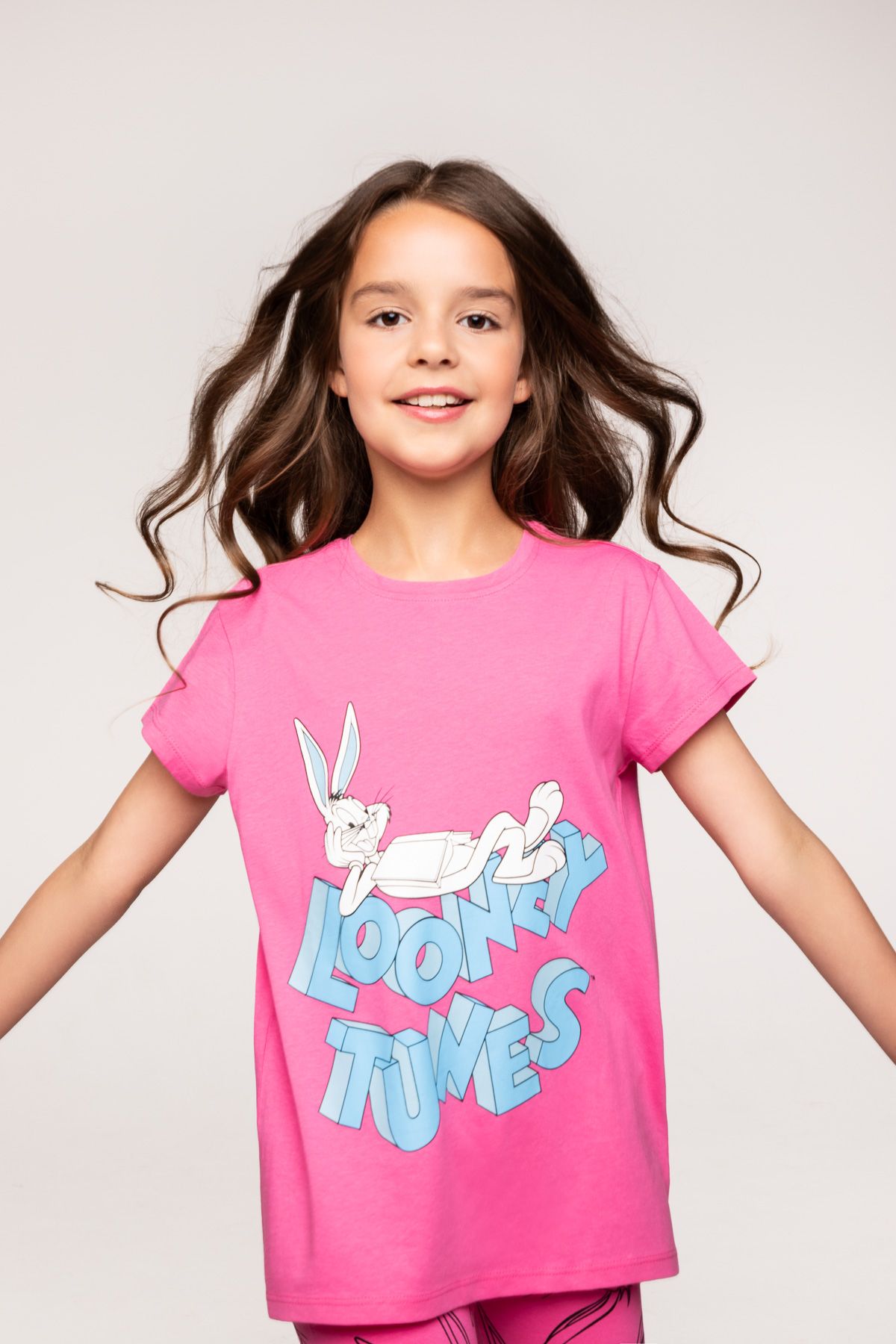 T-shirt with short sleeves LOONEY TUNES pink with print