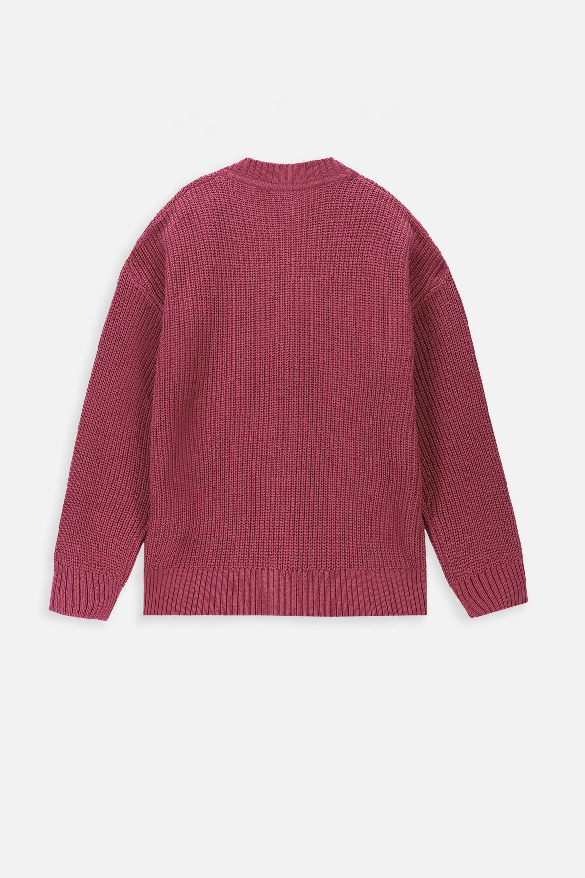 Knitted cardigan pink short cardigan with V-neckline