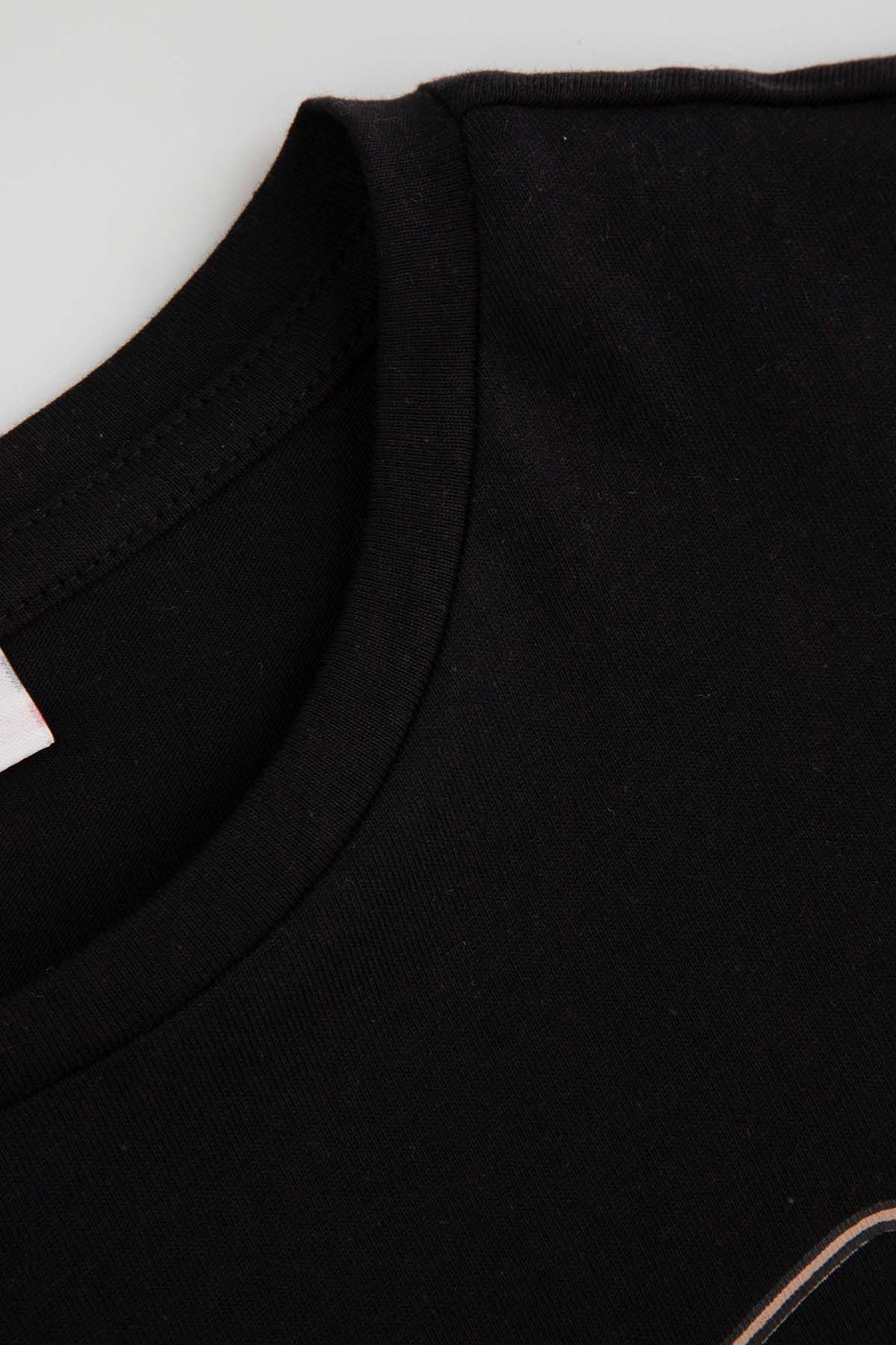 Cotton T-shirt with Short Sleeves black drop shoulder with