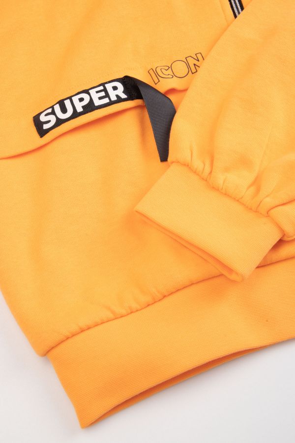 Bluza rozpinana pomarańczowa z kapturem i kieszeniami 2208459