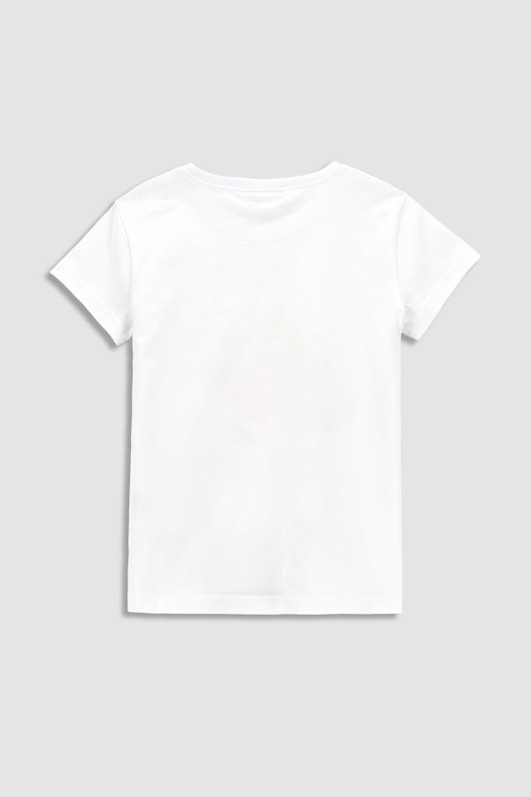 T-shirt z krótkim rękawem biały z nadrukiem kota 2204673