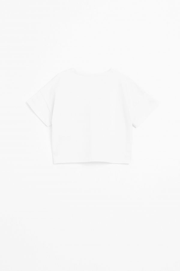 T-shirt z krótkim rękawem biały crop top z napisami z przodu
