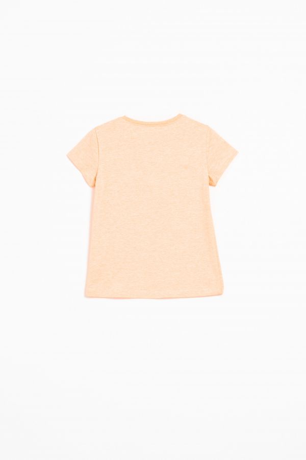 T-shirt z krótkim rękawem pomarańczowy z nadrukiem w wakacyjnym klimacie