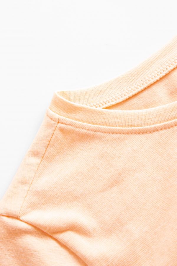 T-shirt z krótkim rękawem pomarańczowy z nadrukiem w wakacyjnym klimacie