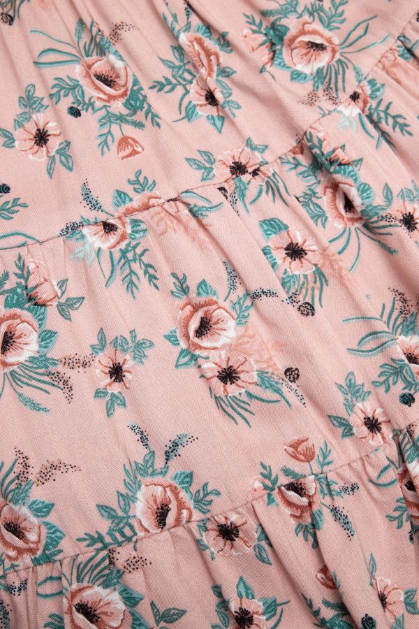 Spódnica tkaninowa różowa z motywem kwiatowym