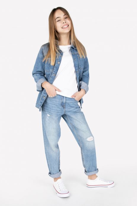 Spodnie jeansowe niebieskie MOM FIT o fasonie REGULAR