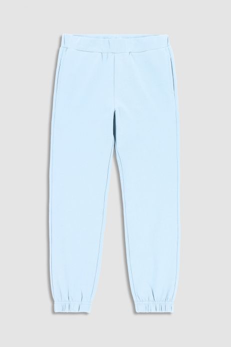 Spodnie dresowe niebieskie gładkie z kieszeniami