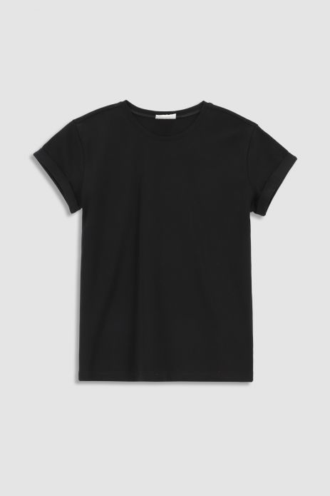 T-shirt z krótkim rękawem czarny gładki 2