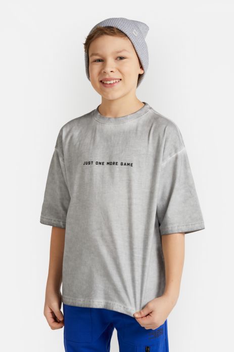 T-shirt z krótkim rękawem szary z napisem z przodu