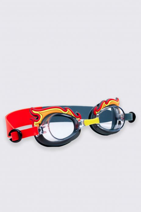 Okulary do pływania Aqua2ude Płomienie szaro-czerwone silikonowe w etui 3+