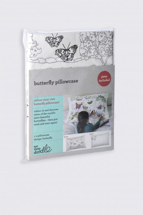 Bawełniana poszewka na poduszkę do pokolorowania Motyle wielokrotnego użytku z zestawem pisaków 75 x 50 cm 3+  2