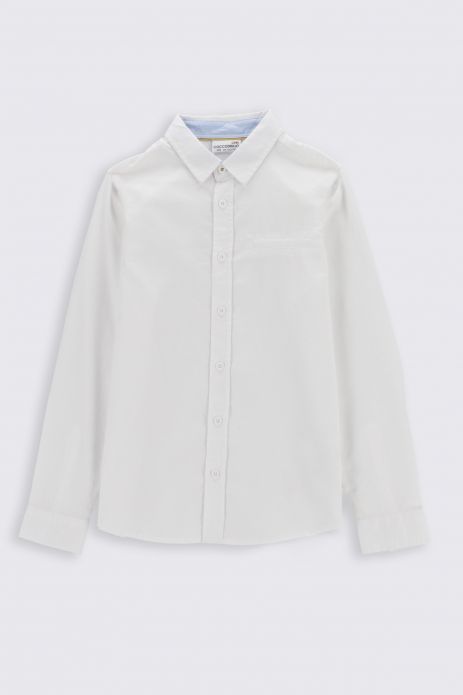Koszula z długim rękawem biała gładka z imitacją kieszeni