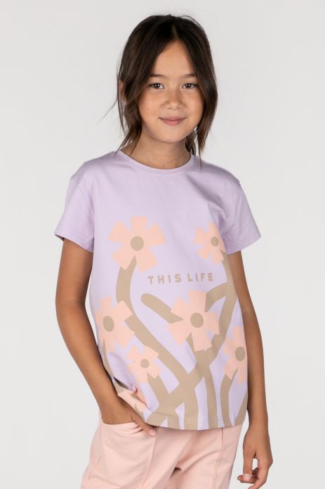 T-shirt z krótkim rękawem fioletowy z nadrukiem