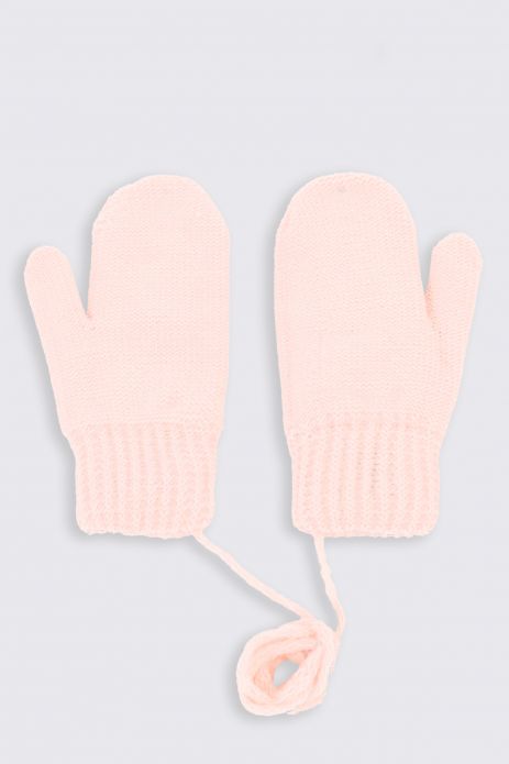 Rękawiczki różowe swetrowe z bawełnianą podszewką