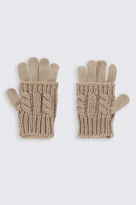 Rękawiczki brązowe pojedyncze swetrowe