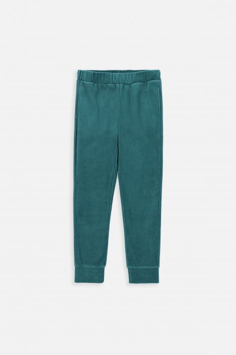 Spodnie dresowe zielone gładkie z kieszeniami