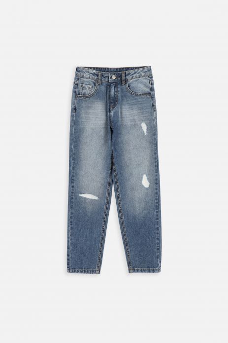 Spodnie jeansowe niebieskie z przetarciami, MOM FIT 2
