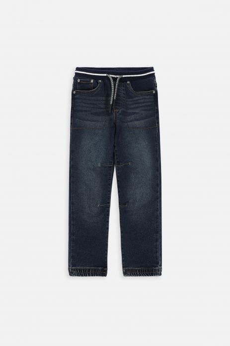 Spodnie jeansowe granatowe joggery z kieszeniami o fasonie SLIM 2