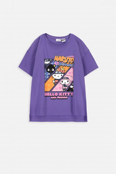 T-shirt z krótkim rękawem fioletowy z nadrukiem, licencja NARUTO