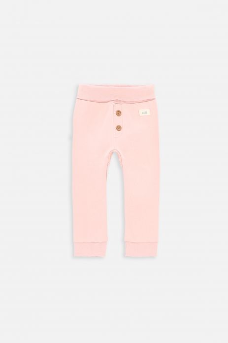 Spodnie bawełniane różowe gładkie z guzikami