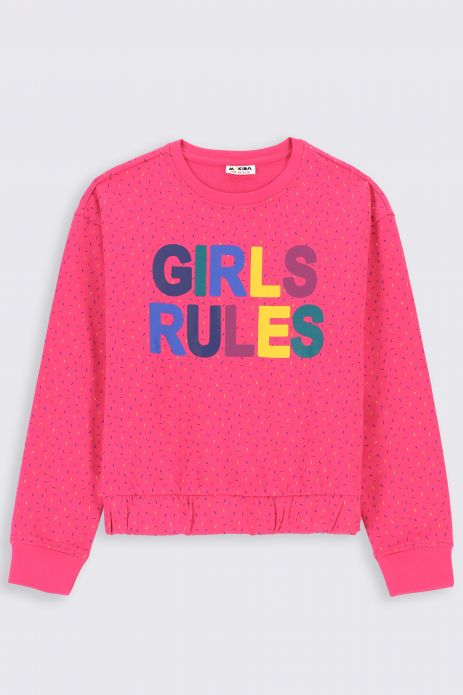Bluza dresowa różowa z gumką i feministycznym printem