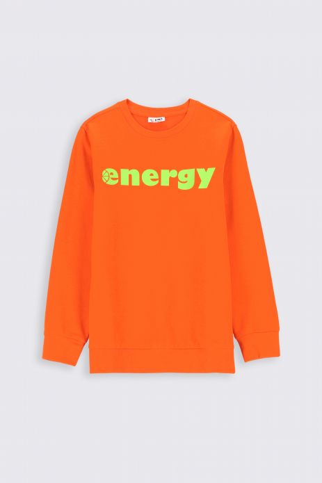 Bluza dresowa  neonowa pomarańczowa z napisem