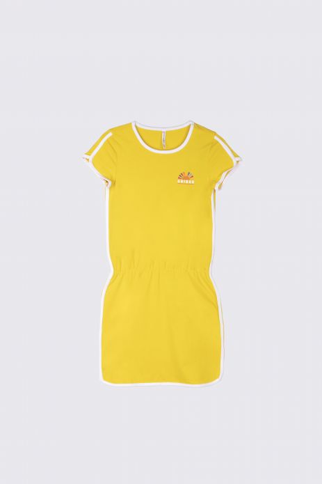 Sukienka dzianinowa żółta z gumką w pasie